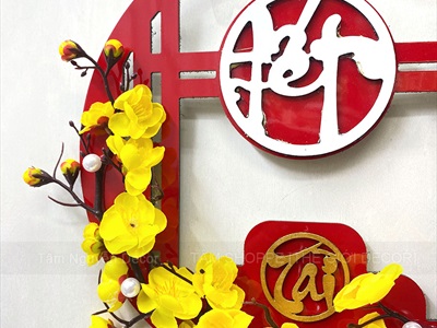 Vòng treo cửa Tết Alu Đỏ Mai Đào liễn treo [3 Kiểu] ĐK 30cm VTC-T-45